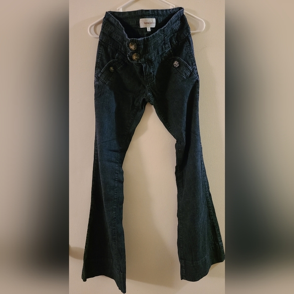 Rewind Denim - Rewind Large Button Flare Leg Pants in Dark Wash Juniors Size 7
